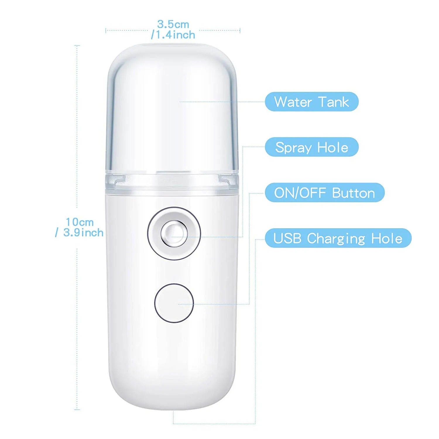 Nano Mist Facial Steamer – Portable 30ml Cool Mist Sprayer for Skin Hydration and Refreshing - CartRare