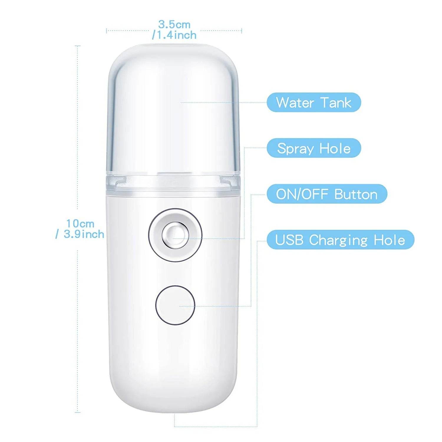 Nano Mist Facial Steamer – Portable 30ml Cool Mist Sprayer for Skin Hydration and Refreshing - CartRare
