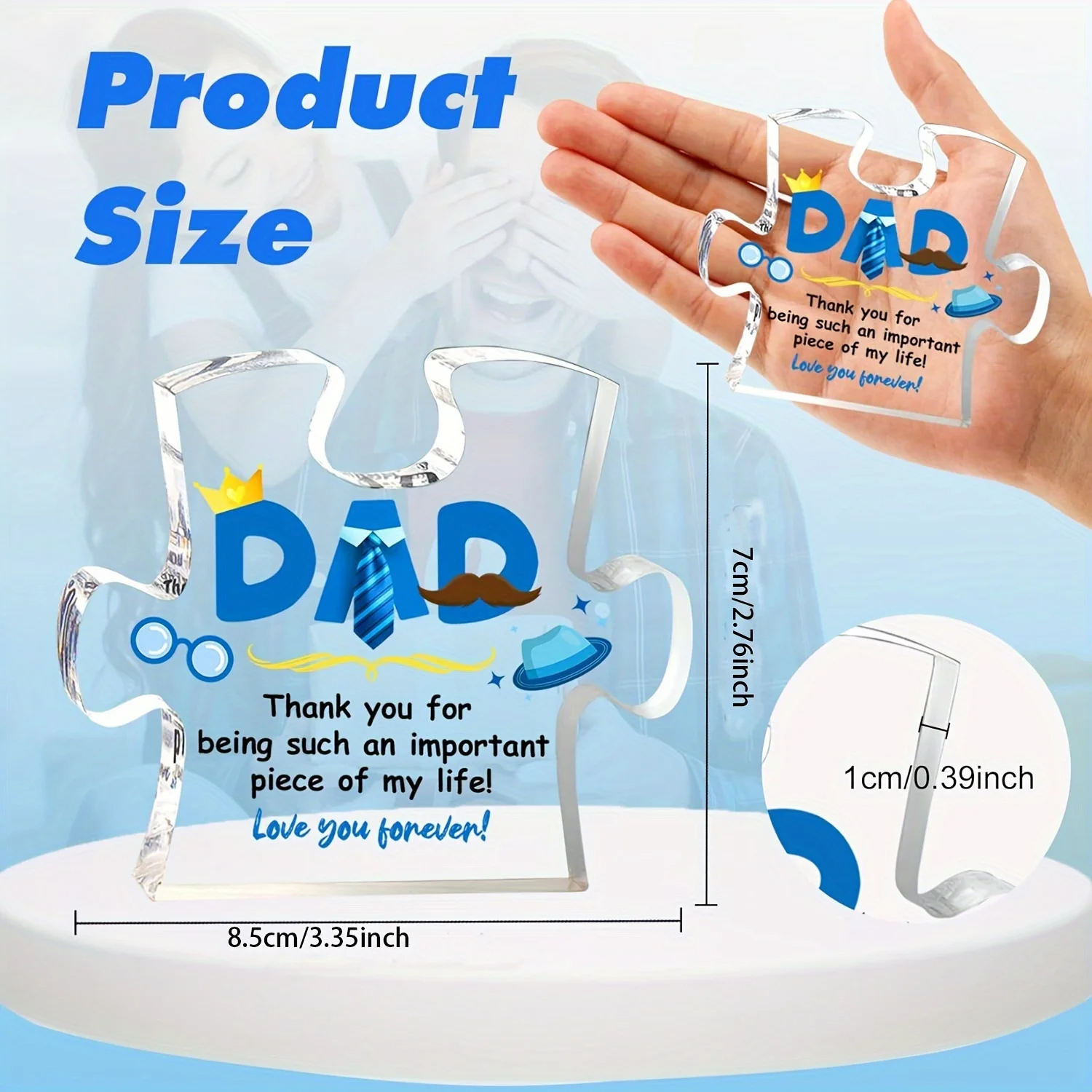 Acrylic Puzzle Plaque with Heartfelt Sayings Gift for Dad from Son or Daughter - CartRare