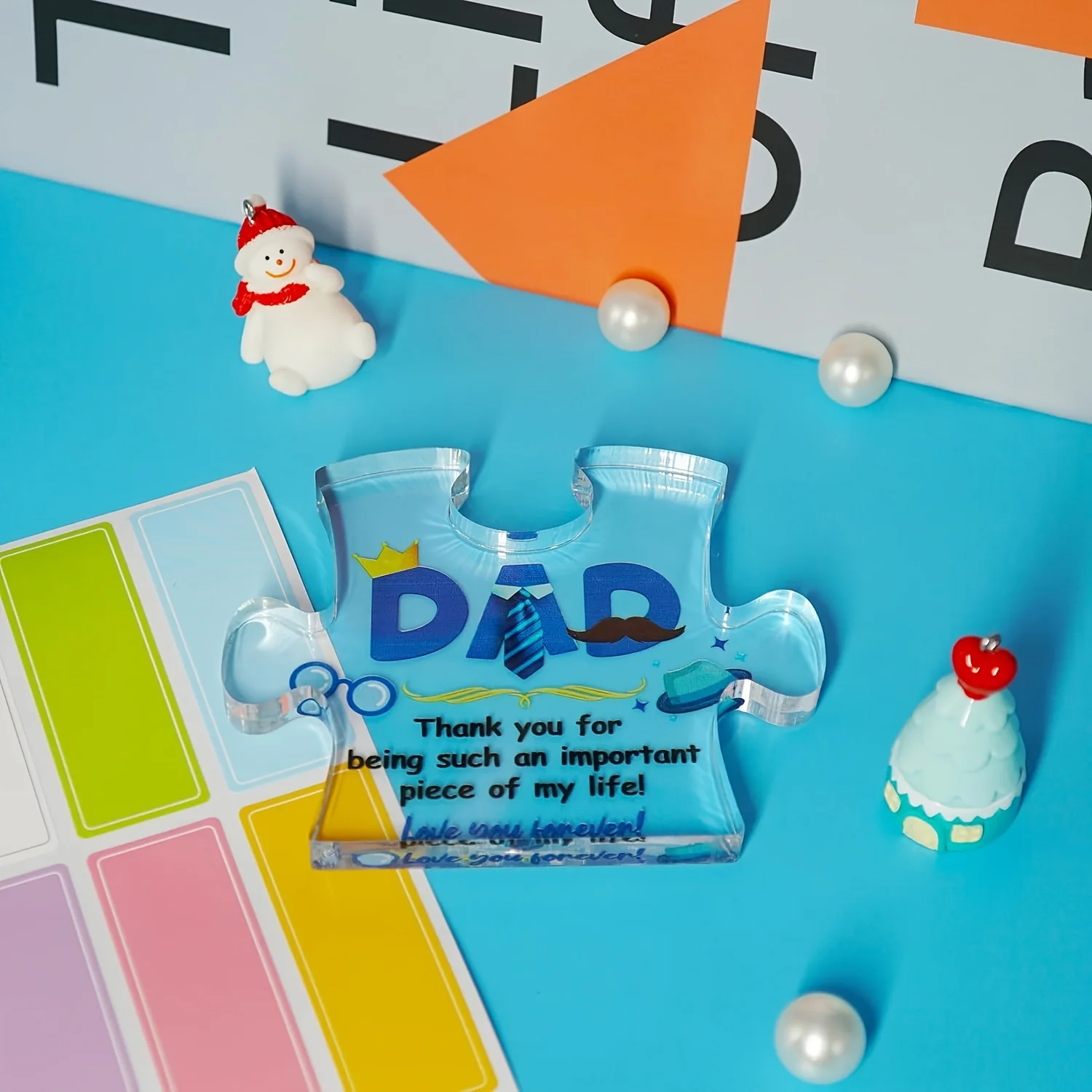Acrylic Puzzle Plaque with Heartfelt Sayings Gift for Dad from Son or Daughter - CartRare