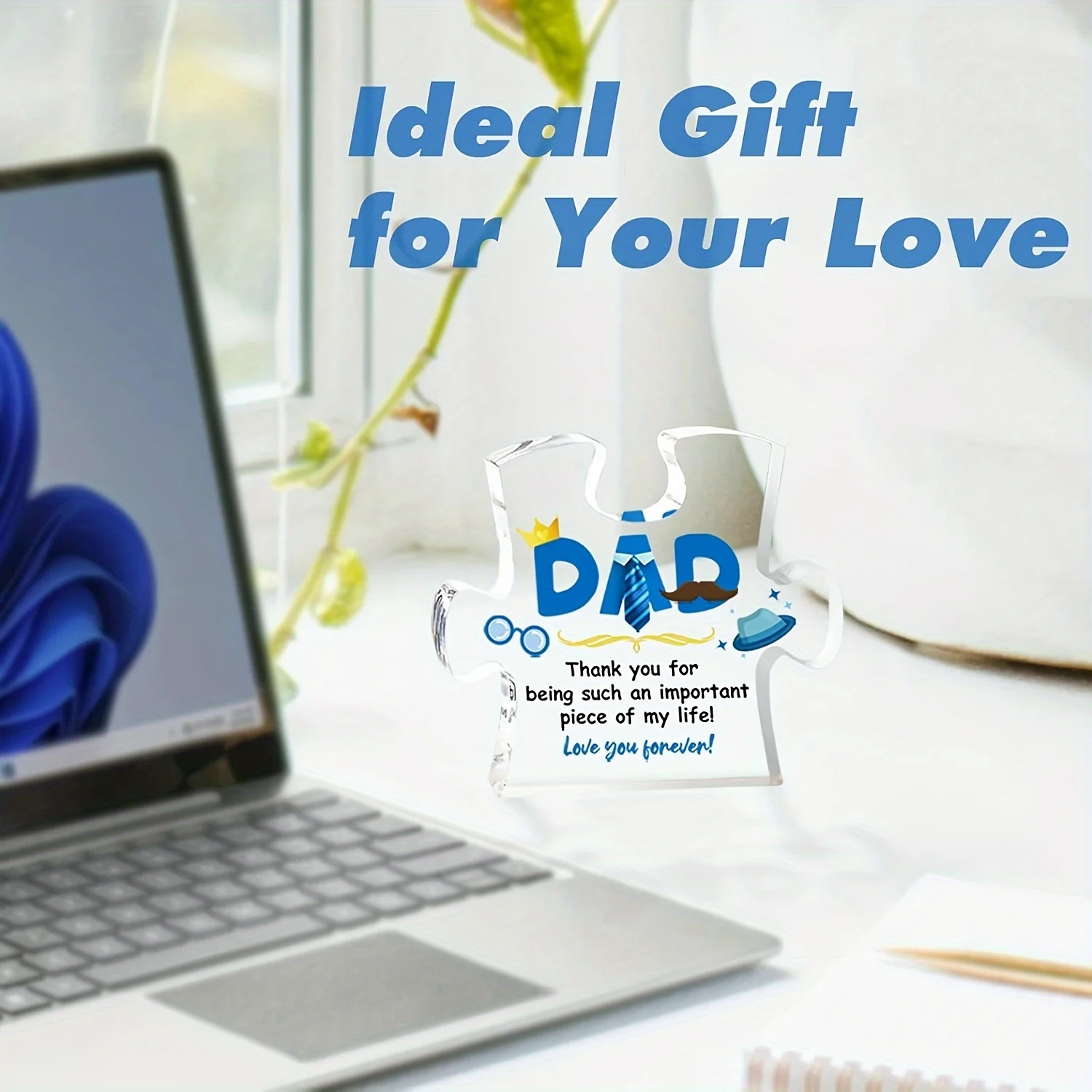 Acrylic Puzzle Plaque with Heartfelt Sayings Gift for Dad from Son or Daughter - CartRare