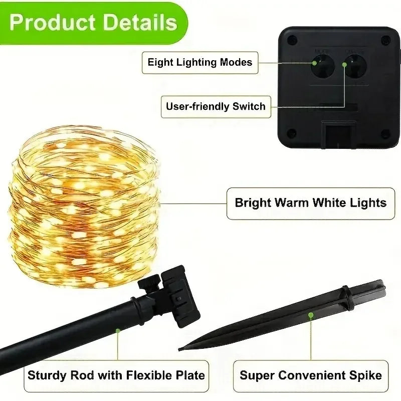 Solar Fairy String Lights Outdoor Waterproof - CartRare