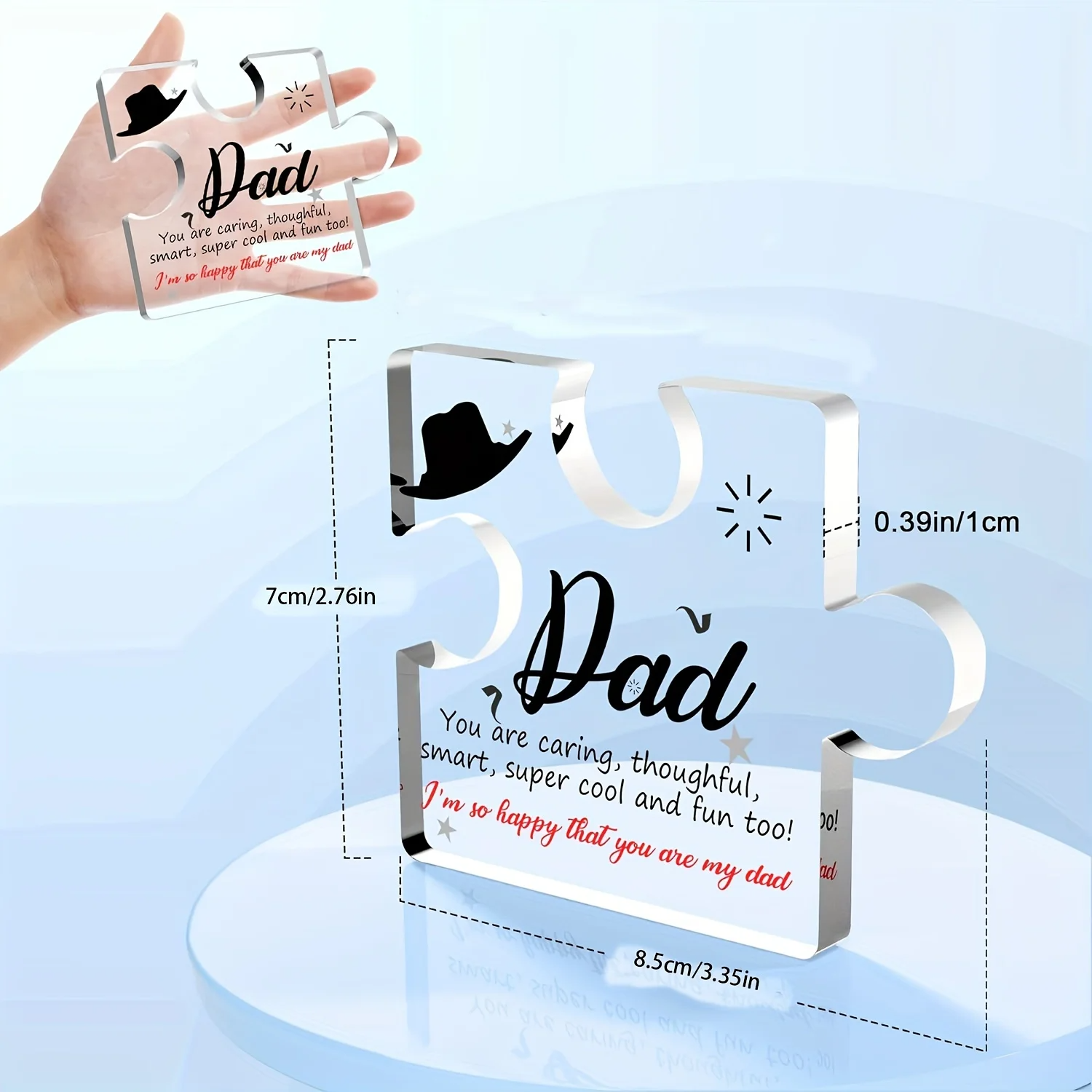 Acrylic Puzzle Piece Gift for Dad Engraved Keepsake from Son & Daughter I Love You Dad - CartRare