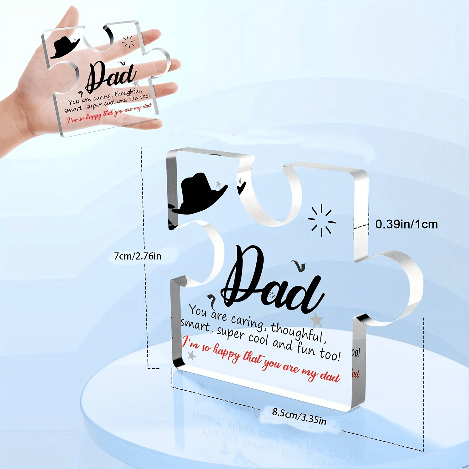 Acrylic Puzzle Piece Gift for Dad Engraved Keepsake from Son & Daughter I Love You Dad - CartRare