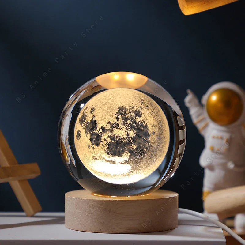 3D Crystal Crystal Ball Night Light – USB Powered LED Galaxy Lamp for Bedroom, Desk & Home Décor