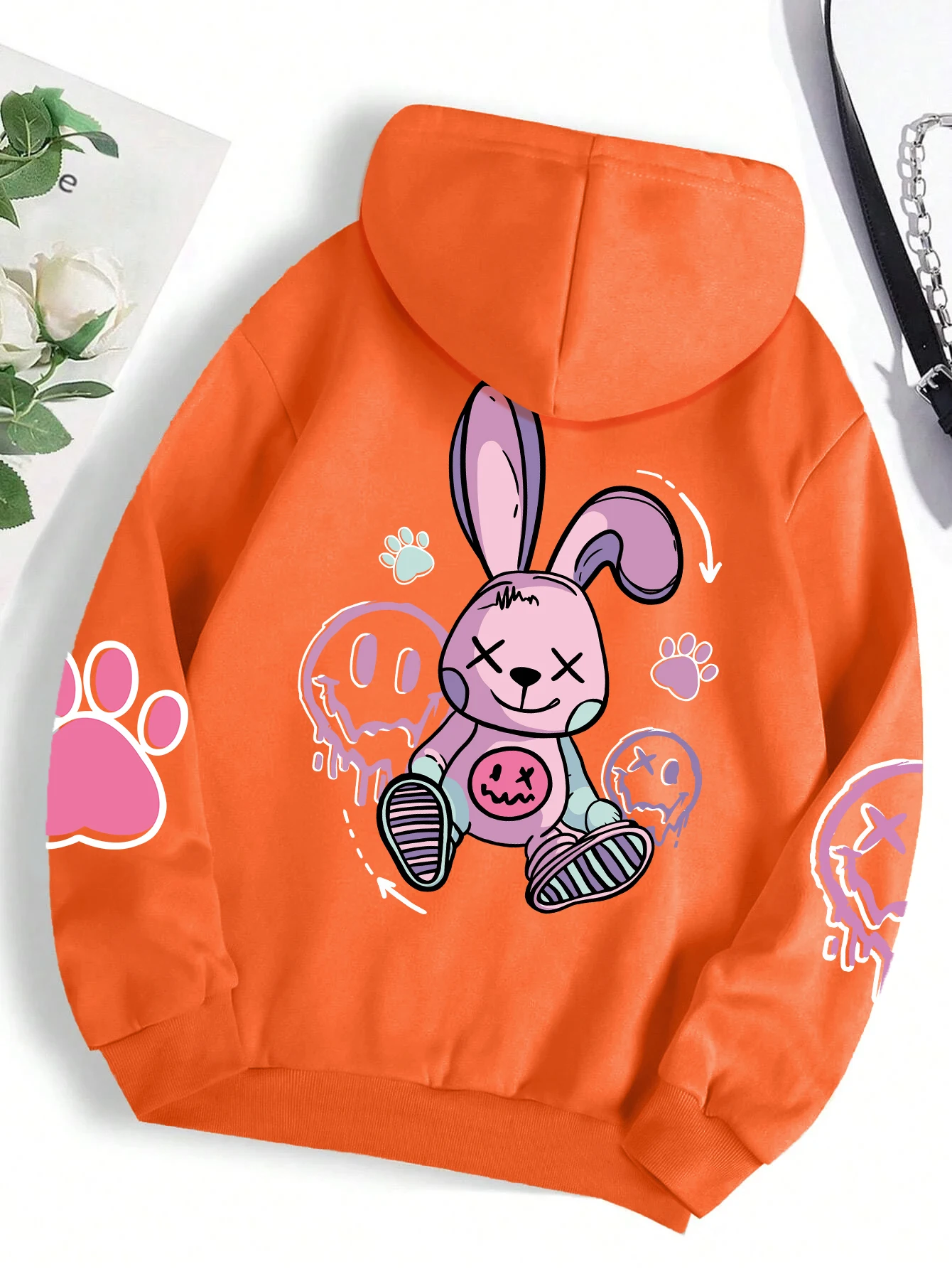 Hip Hop Oversized Printed Hoodie for Women Casual Fleece Sweatshirt
