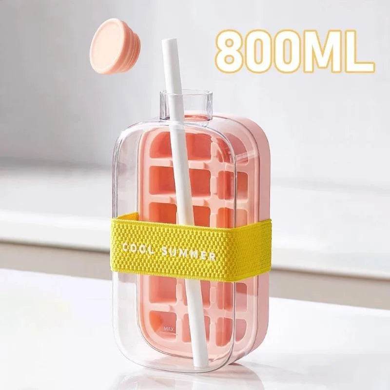2-in-1 Ice Cube Tray & Water Bottle – Portable High-Capacity Ice Maker Mold for Home & Kitchen Summer Use - CartRare