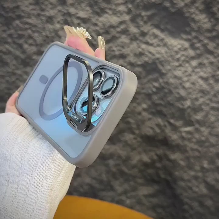 Luxury Magnetic Shockproof iPhone Case with Stand and Lens Protection