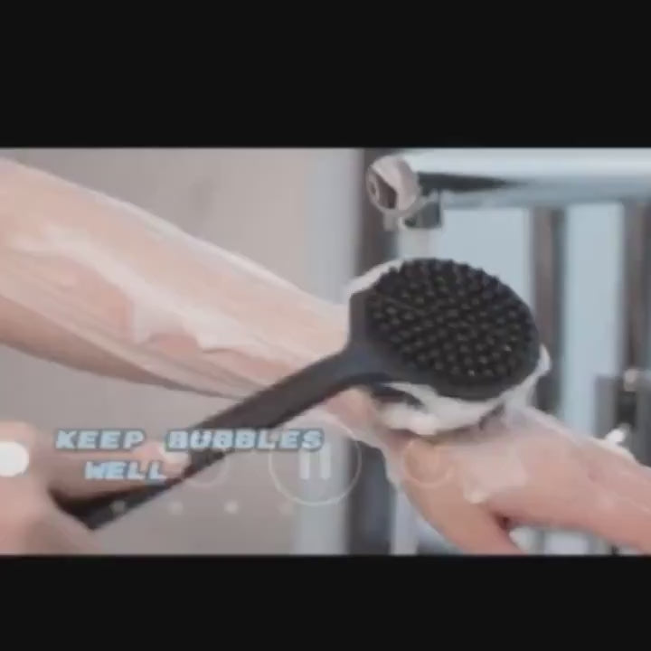 Ergonomic Long Handled Silicone Bath Brush Soft Bristles for Deep Cleaning
