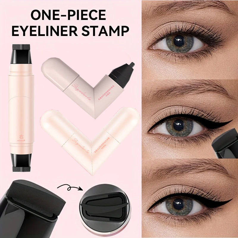 Dual-Head Eyeliner Stamp – Waterproof Winged Eye Stamp & Precision Liquid Eyeliner Pen for Perfect Cat Eyes (Left & Right) – For All Eye Shapes