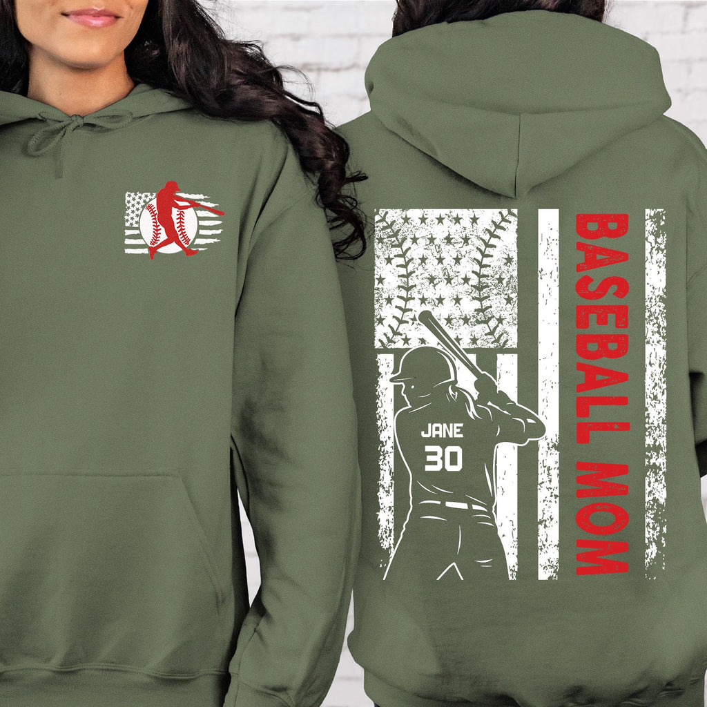 Custom Baseball Mom Shirt | Personalized Custom Name and Number T-shirt | Gift for Mom | Gift for Wife | Front & Back Shirt 682241