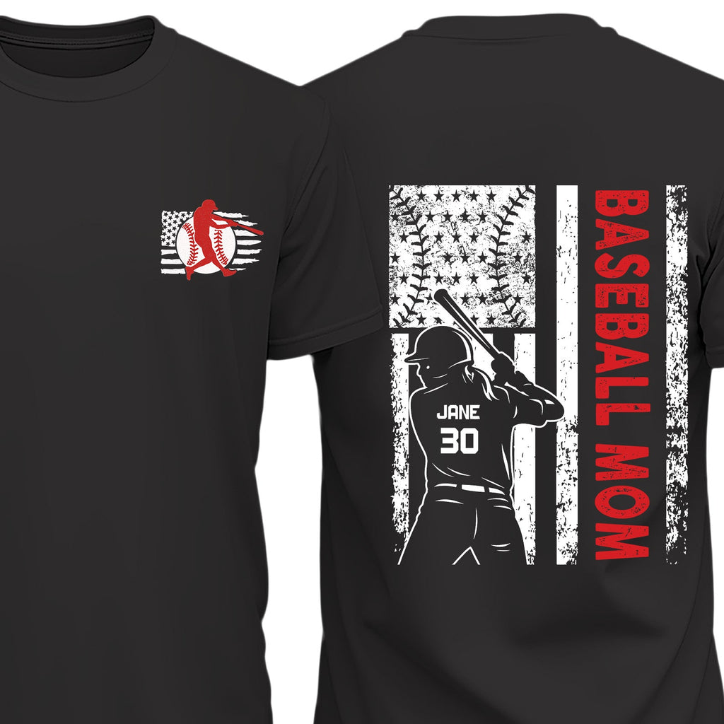 Custom Baseball Mom Shirt | Personalized Custom Name and Number T-shirt | Gift for Mom | Gift for Wife | Front & Back Shirt 682241