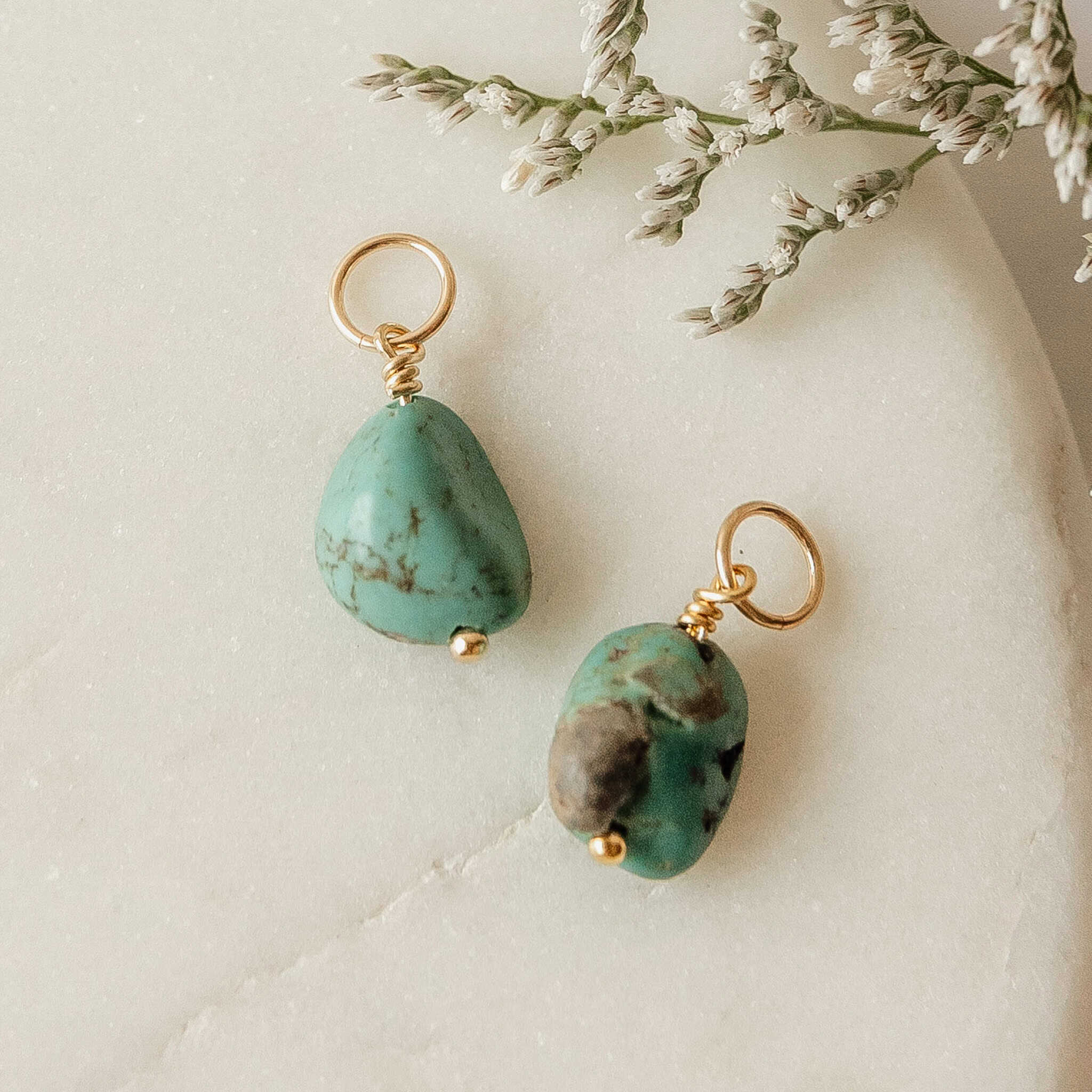 Blue Turquoise Hoop Charms