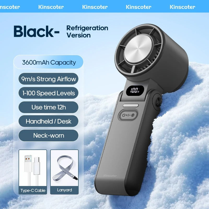 Handheld Turbo Cooling Fan Rechargeable Foldable Fan with Adjustable Speed - CartRare