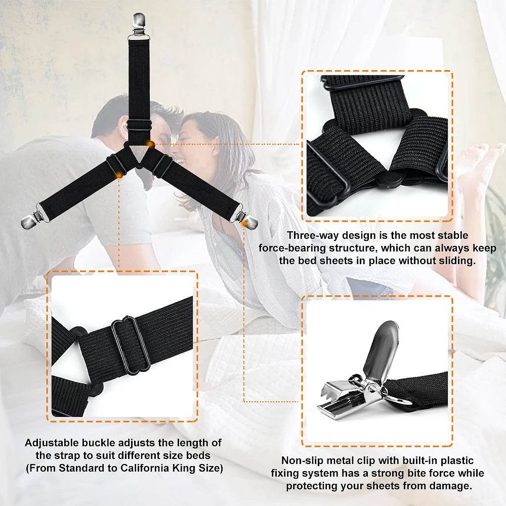 4-Piece Bed Sheet Holder Straps Set for Secure Mattress Fit - CartRare