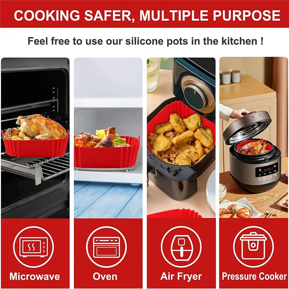 Reusable Silicone Airfryer Pan Liner – Non-Stick Baking Tray for Ovens - CartRare